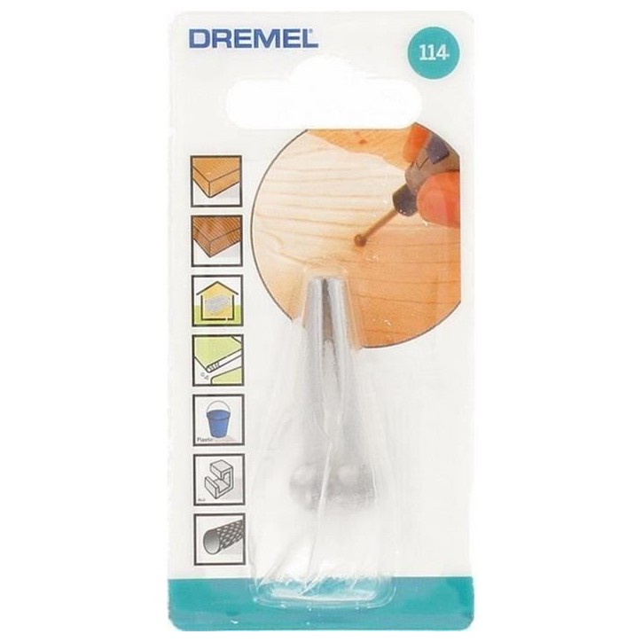 Lot de 2 Fraises Haute Vitesse DREMEL 114 (En Acier, Bout rond, Diametre 7,8mm pour Sculpter et Graver)