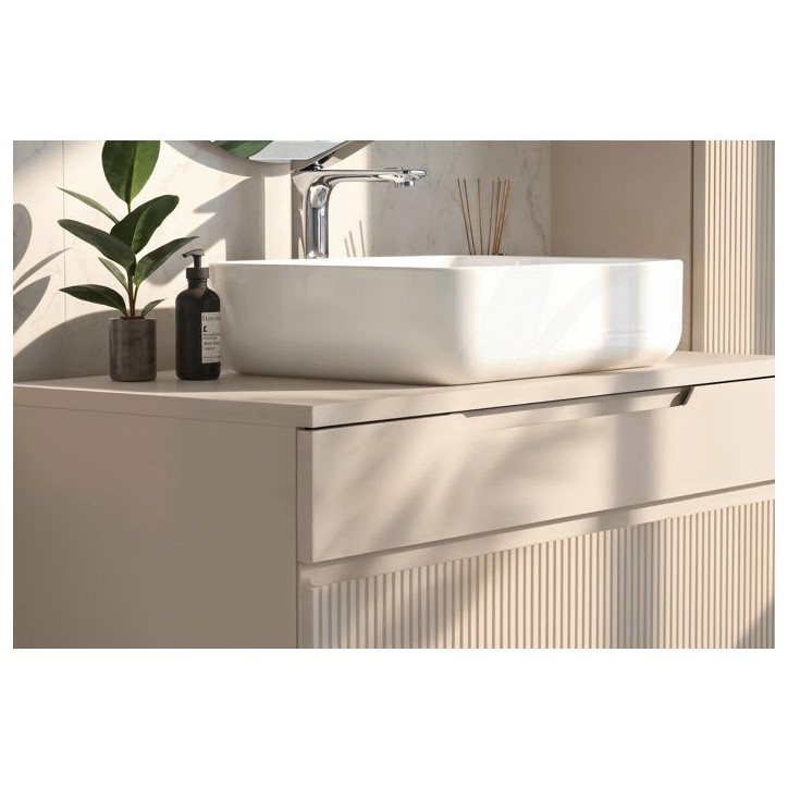 ROMA - Meuble de salle de bain suspendu avec vasque a poser - Cashmere - 2 tiroirs - 80 x 48 x 42 cm ROMA - Meuble de salle de bain suspendu avec vasque a poser - Cashmere - 2 tiroirs - 80 x 48 x 42 cm