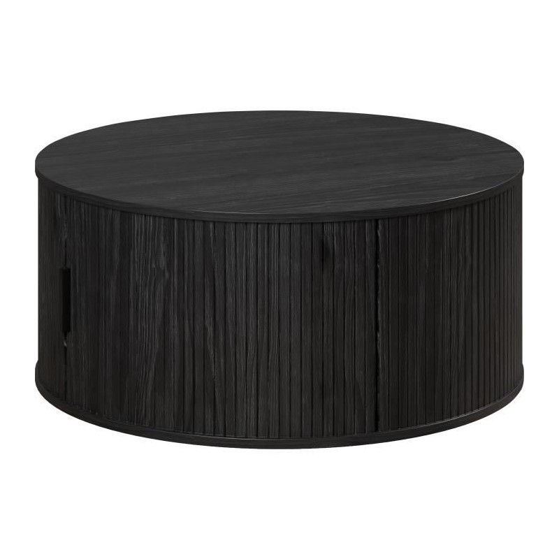 Table basse - Ronde - En MDF - Noir - Essentiel - Diametre 80 cm Haute