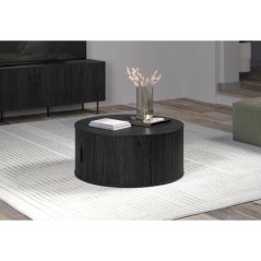 Table basse - Ronde - En MDF - Noir - Essentiel - Diametre 80 cm Hauteur 36 cm - RONIN