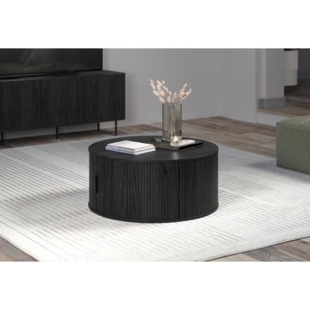 Table basse - Ronde - En MDF - Noir - Essentiel - Diametre 80 cm Hauteur 36 cm - RONIN