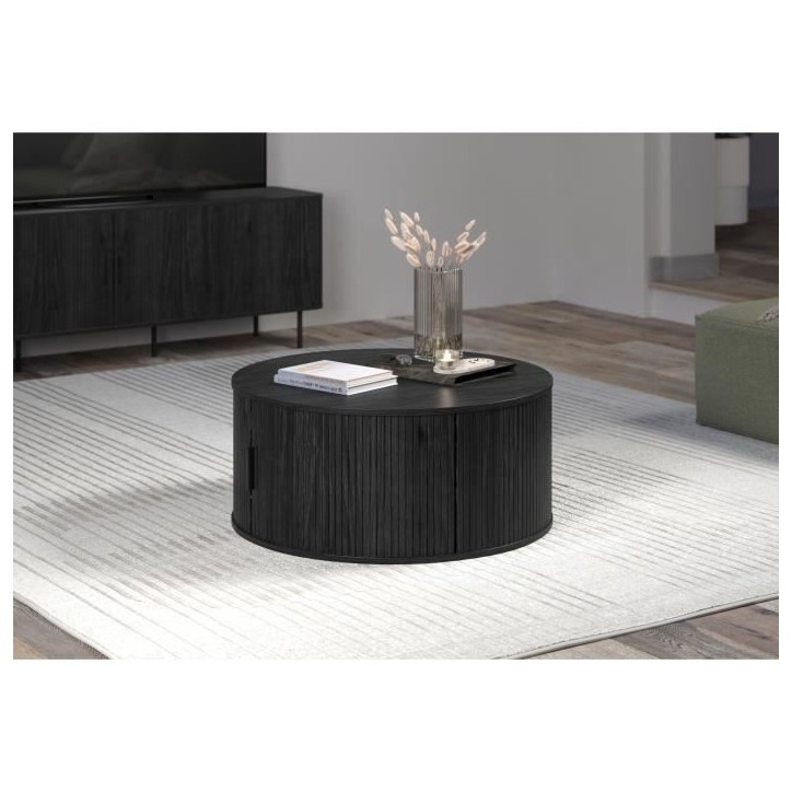 Table basse - Ronde - En MDF - Noir - Essentiel - Diametre 80 cm Hauteur 36 cm - RONIN