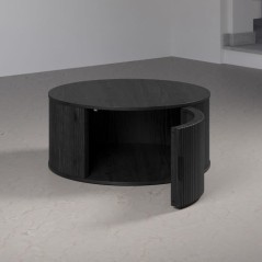Table basse - Ronde - En MDF - Noir - Essentiel - Diametre 80 cm Haute