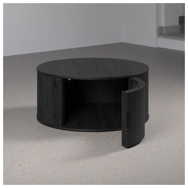 Table basse - Ronde - En MDF - Noir - Essentiel - Diametre 80 cm Hauteur 36 cm - RONIN