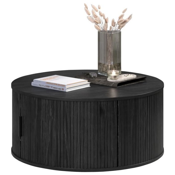 Table basse - Ronde - En MDF - Noir - Essentiel - Diametre 80 cm Hauteur 36 cm - RONIN