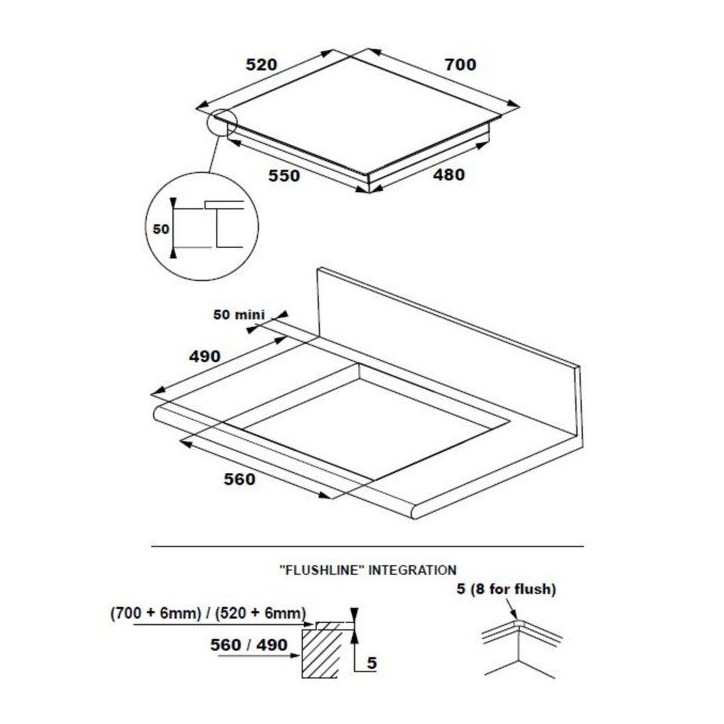 Plaque de cuisson induction ROSIERES RIFS744SCA - Double full zone - 4 foyers - 7400 W - L 70 cm - Fabrication française Plaque de cuisson induction ROSIERES RIFS744SCA - Double full zone - 4 foyers - 7400 W - L 70 cm - Fabrication française