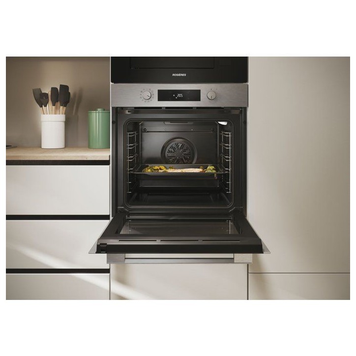 Four encastrable - Pyrolyse + Hydrolyse - ROSIERES - RO6 C5AB3EYTX - Inox / Noir - Porte froide - 78L - AirFry Four encastrable - Pyrolyse + Hydrolyse - ROSIERES - RO6 C5AB3EYTX - Inox / Noir - Porte froide - 78L - AirFry