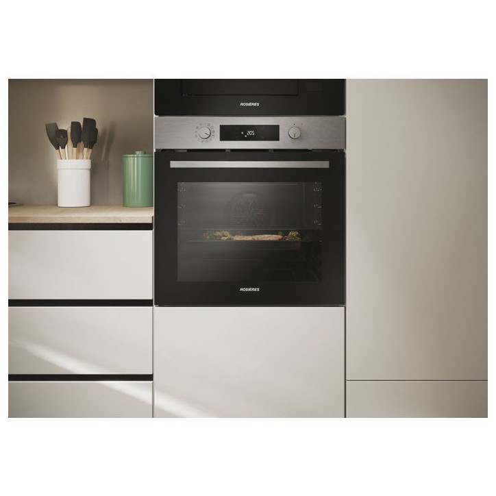 Four encastrable - Pyrolyse + Hydrolyse - ROSIERES - RO6 C5AB3EYTX - Inox / Noir - Porte froide - 78L - AirFry Four encastrable - Pyrolyse + Hydrolyse - ROSIERES - RO6 C5AB3EYTX - Inox / Noir - Porte froide - 78L - AirFry