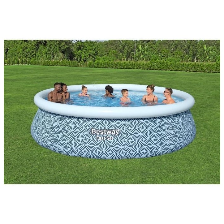 Kit Piscine gonflable BESTWAY - Fast Set™ - 457 x 107 cm - Ronde (Filtre a cartouche, échelle, 1 cartouche)