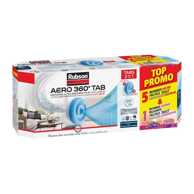 Lot de 6 recharges absorbeur d'humidité - RUBSON - TOP PROMO - 5 rech