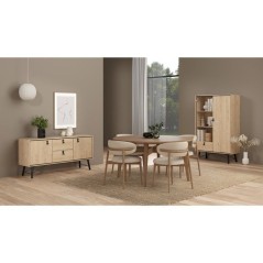 Vitrine RY - Chene Jackson Hickory - 2 portes dont 1 vitrée + 1 tiroir – 101,8 x 40,1 x 161,8 cm