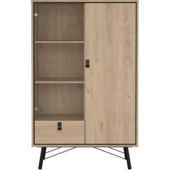 Vitrine RY - Chene Jackson Hickory - 2 portes dont 1 vitrée + 1 tiroi