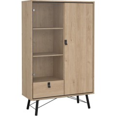 Vitrine RY - Chene Jackson Hickory - 2 portes dont 1 vitrée + 1 tiroi