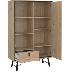 Vitrine RY - Chene Jackson Hickory - 2 portes dont 1 vitrée + 1 tiroi