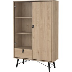 Vitrine RY - Chene Jackson Hickory - 2 portes dont 1 vitrée + 1 tiroi