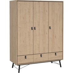 Armoire de chambre - RY - Chene Jackson Hickory - 3 portes - 3 tiroirs