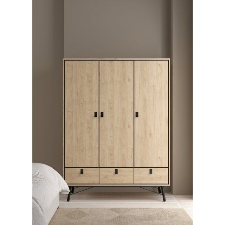 Armoire de chambre - RY - Chene Jackson Hickory - 3 portes - 3 tiroirs - 150,2 x 60,1 x 200,4 cm
