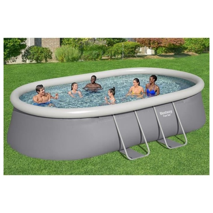 Kit Piscine hors sol autoportante BESTWAY - Fast Set - 488 x 305 x 107cm - Ovale (avec filtre, échelle, bâche, cartouche)