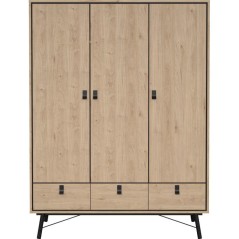 Armoire de chambre - RY - Chene Jackson Hickory - 3 portes - 3 tiroirs