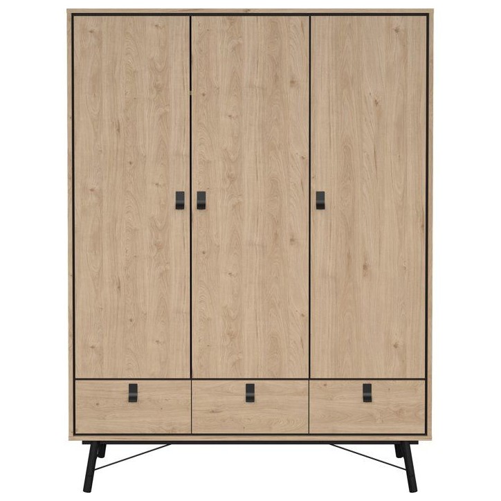 Armoire de chambre - RY - Chene Jackson Hickory - 3 portes - 3 tiroirs - 150,2 x 60,1 x 200,4 cm Armoire de chambre - RY - Chene Jackson Hickory - 3 portes - 3 tiroirs - 150,2 x 60,1 x 200,4 cm