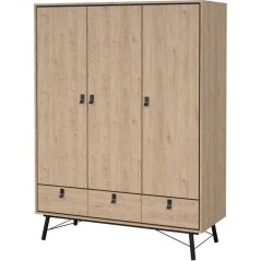 Armoire de chambre - RY - Chene Jackson Hickory - 3 portes - 3 tiroirs