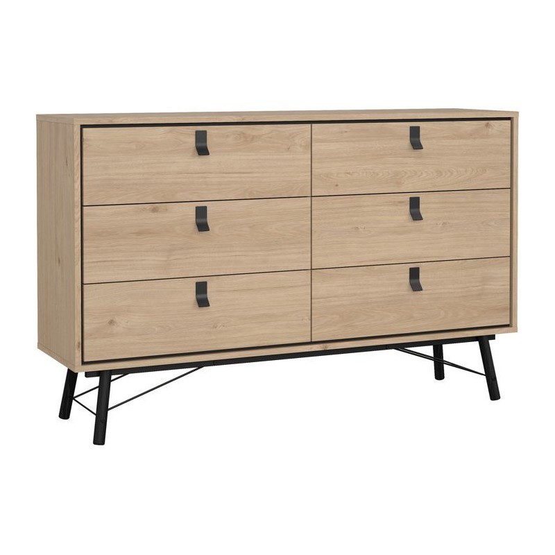 Commode RY - 6 Tiroirs - Décor Chene - L150,3 x P40,1 x H94,8 cm