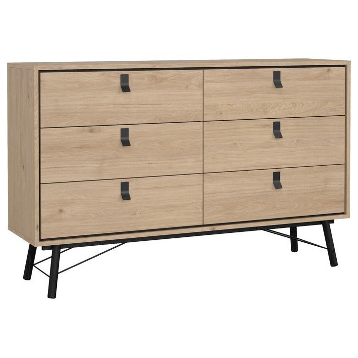 Commode RY - 6 Tiroirs - Décor Chene - L150,3 x P40,1 x H94,8 cm Commode RY - 6 Tiroirs - Décor Chene - L150,3 x P40,1 x H94,8 cm