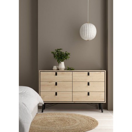 Commode RY - 6 Tiroirs - Décor Chene - L150,3 x P40,1 x H94,8 cm