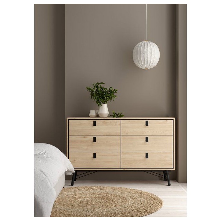 Commode RY - 6 Tiroirs - Décor Chene - L150,3 x P40,1 x H94,8 cm Commode RY - 6 Tiroirs - Décor Chene - L150,3 x P40,1 x H94,8 cm