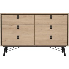 Commode RY - 6 Tiroirs - Décor Chene - L150,3 x P40,1 x H94,8 cm
