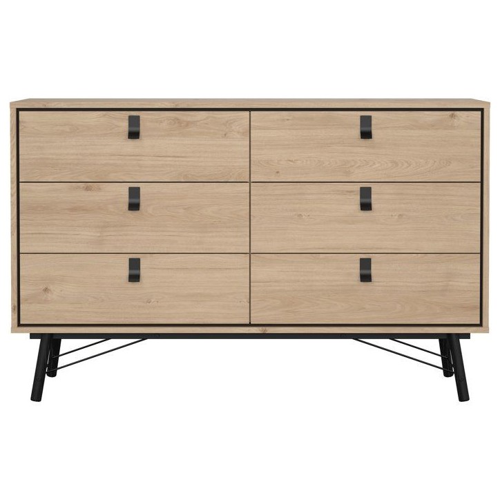 Commode RY - 6 Tiroirs - Décor Chene - L150,3 x P40,1 x H94,8 cm Commode RY - 6 Tiroirs - Décor Chene - L150,3 x P40,1 x H94,8 cm