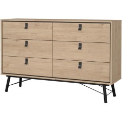 Commode RY - 6 Tiroirs - Décor Chene - L150,3 x P40,1 x H94,8 cm