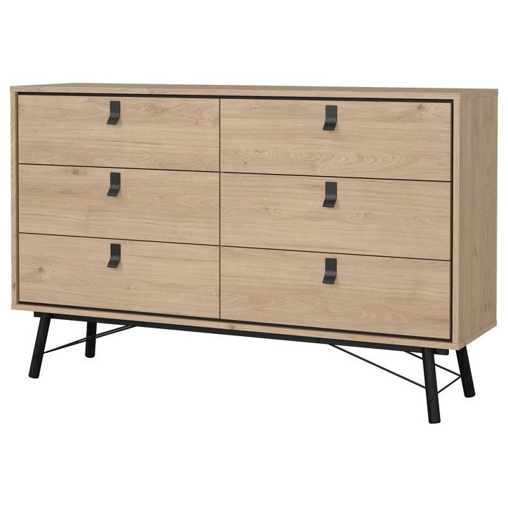 Commode RY - 6 Tiroirs - Décor Chene - L150,3 x P40,1 x H94,8 cm Commode RY - 6 Tiroirs - Décor Chene - L150,3 x P40,1 x H94,8 cm