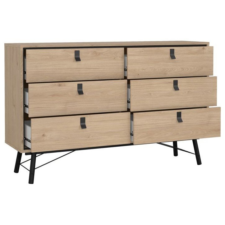 Commode RY - 6 Tiroirs - Décor Chene - L150,3 x P40,1 x H94,8 cm Commode RY - 6 Tiroirs - Décor Chene - L150,3 x P40,1 x H94,8 cm