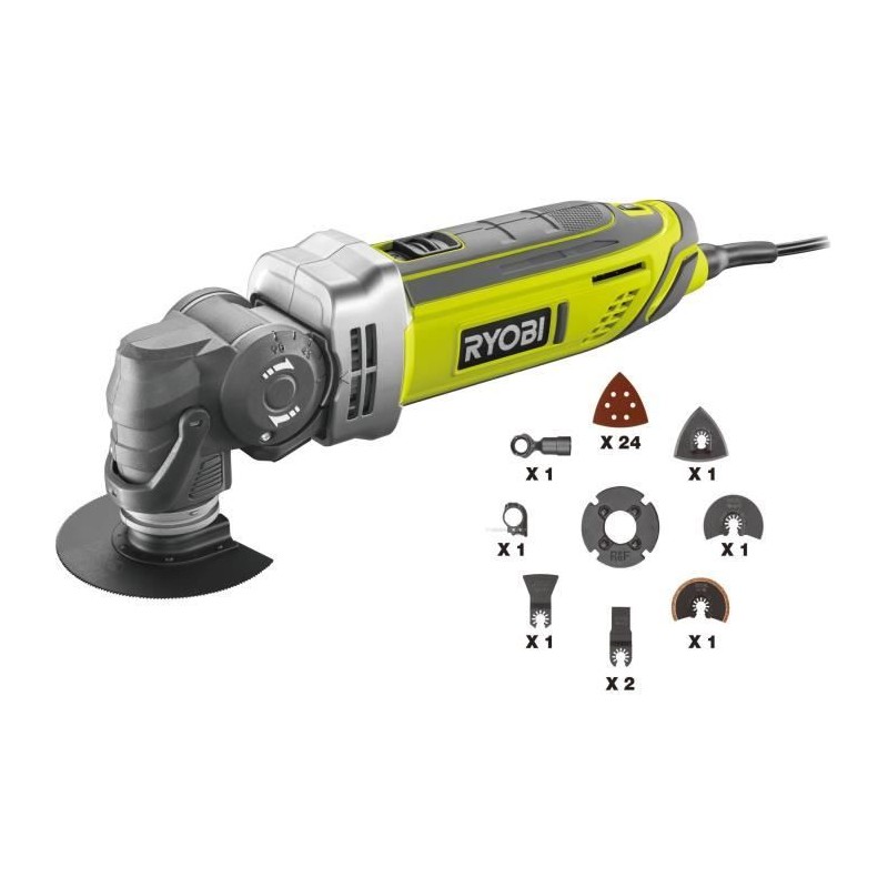 RYOBI - Multitool 300 W - Sac avec plateau de ponçage, 24 feuilles ab