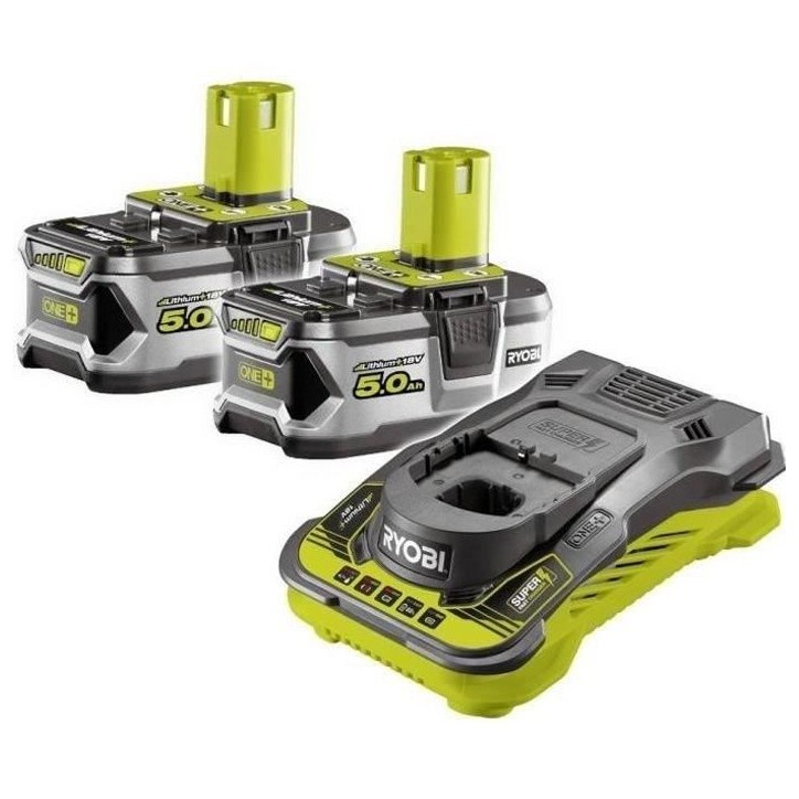 RYOBI - 2 batteries lithium+ 18V ONE+ 5,0 Ah et 1 chargeur ultra rapide 5,0 A - RC18150-250 RYOBI - 2 batteries lithium+ 18V ONE+ 5,0 Ah et 1 chargeur ultra rapide 5,0 A - RC18150-250