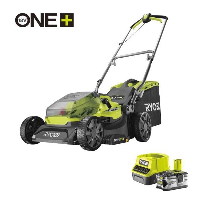 RYOBI - Tondeuse poussée 18V ONE+ - Ø coupe 37 cm - ramassage et mul