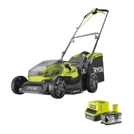 RYOBI - Tondeuse poussée 18V ONE+ - Ø coupe 37 cm - ramassage et mulching + 1 batterie 4,0 Ah et chargeur 2,0 A - RY18LM37A-14