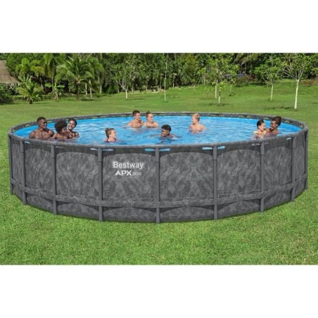 Kit piscine hors sol tubulaire BESTWAY - APX 365™ - 671 x 132 cm - Ronde (Filtre a sable, 500 g polysphere, échelle, bâche)