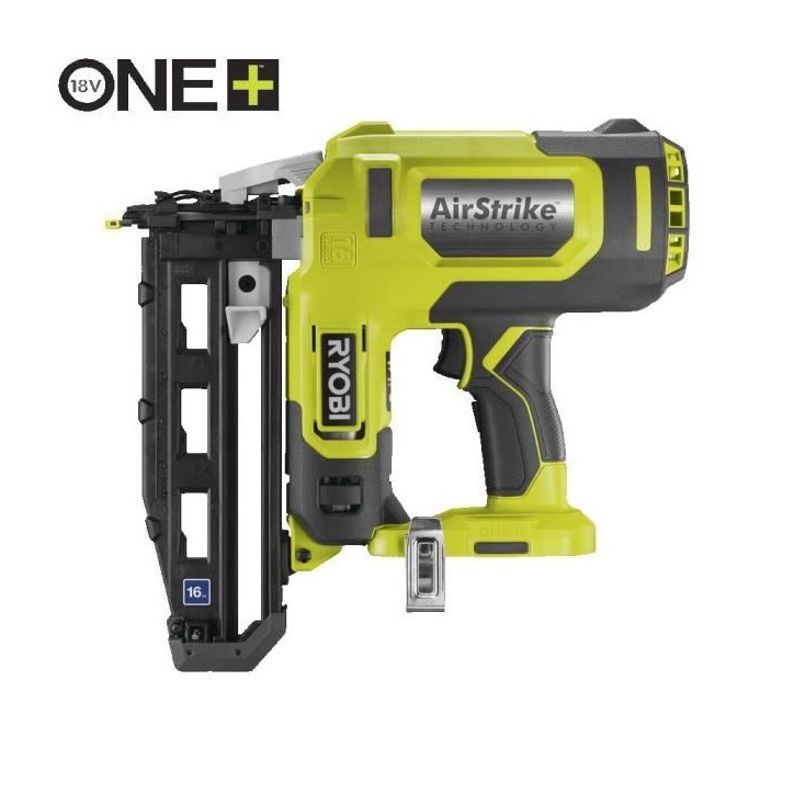 RYOBI - Cloueur de finition 16G a air comprimé 18V ONE+ pointe de 19 a 64 mm, chargeur 100 pointes + 500 pointes - R16GN18-0 RYOBI - Cloueur de finition 16G a air comprimé 18V ONE+ pointe de 19 a 64 mm, chargeur 100 pointes + 500 pointes - R16GN18-0