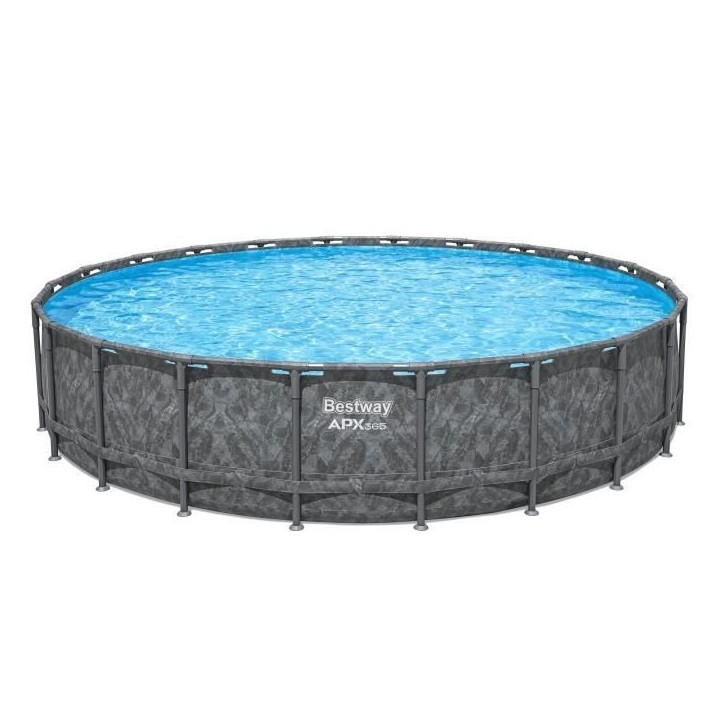 Kit piscine hors sol tubulaire BESTWAY - APX 365™ - 671 x 132 cm - Ronde (Filtre a sable, 500 g polysphere, échelle, bâche)