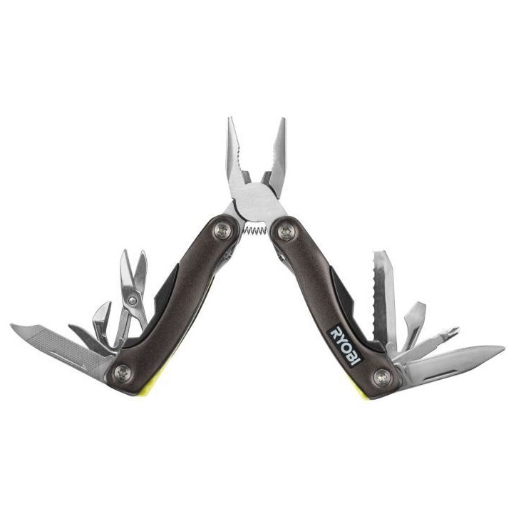 Pince multifonction 14-en-1 - RYOBI - Pince, ciseaux, décapsuleurs, couteau, tournevis, pince, poinçon, scie, lime, lames - Pince multifonction 14-en-1 - RYOBI - Pince, ciseaux, décapsuleurs, couteau, tournevis, pince, poinçon, scie, lime, lames -