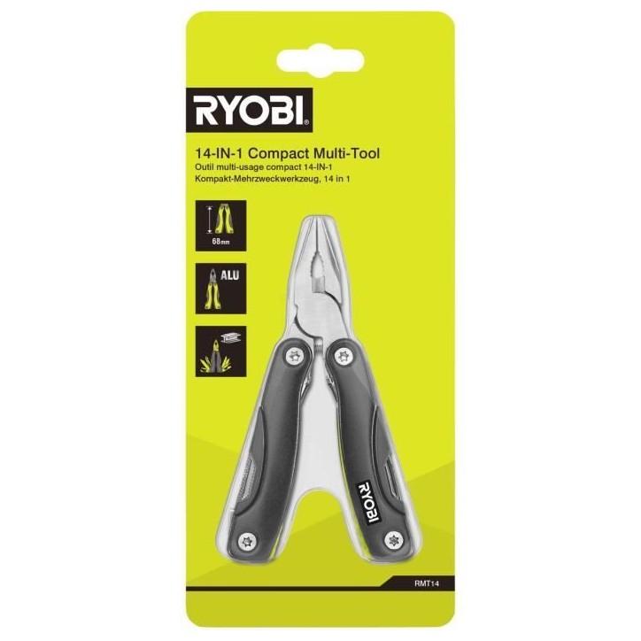 Pince multifonction 14-en-1 - RYOBI - Pince, ciseaux, décapsuleurs, couteau, tournevis, pince, poinçon, scie, lime, lames - Pince multifonction 14-en-1 - RYOBI - Pince, ciseaux, décapsuleurs, couteau, tournevis, pince, poinçon, scie, lime, lames -