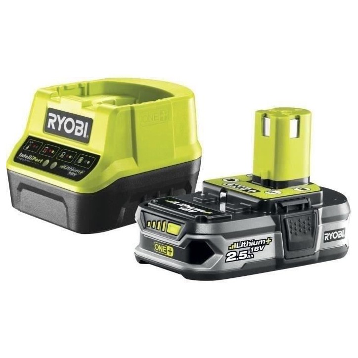 RYOBI - Tronçonneuse compacte 18V ONE+ - guide 20 cm - 4,6 m/s - tendeur latéral + batterie 2,5 Ah et chargeur 1,5 A - RY18CS2 RYOBI - Tronçonneuse compacte 18V ONE+ - guide 20 cm - 4,6 m/s - tendeur latéral + batterie 2,5 Ah et chargeur 1,5 A - RY18CS2