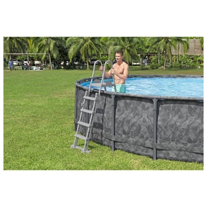 Kit piscine hors sol tubulaire BESTWAY - APX 365™ - 671 x 132 cm - Ronde (Filtre a sable, 500 g polysphere, échelle, bâche)