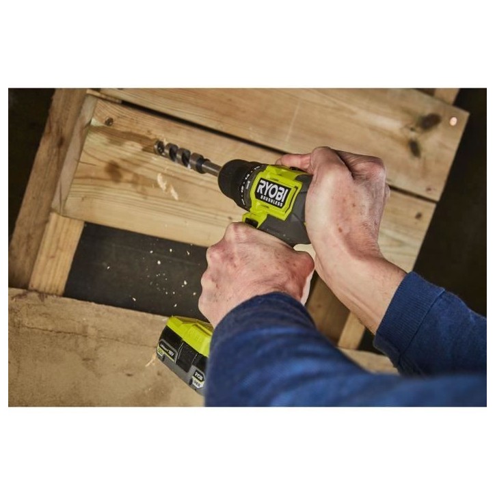 RYOBI - Perceuse-visseuse a percussion BRUSHLESS 18V ONE+ 54 Nm - 2 batteries 4 & 2 Ah, chargeur & sac de transport - RPD18BL1-2