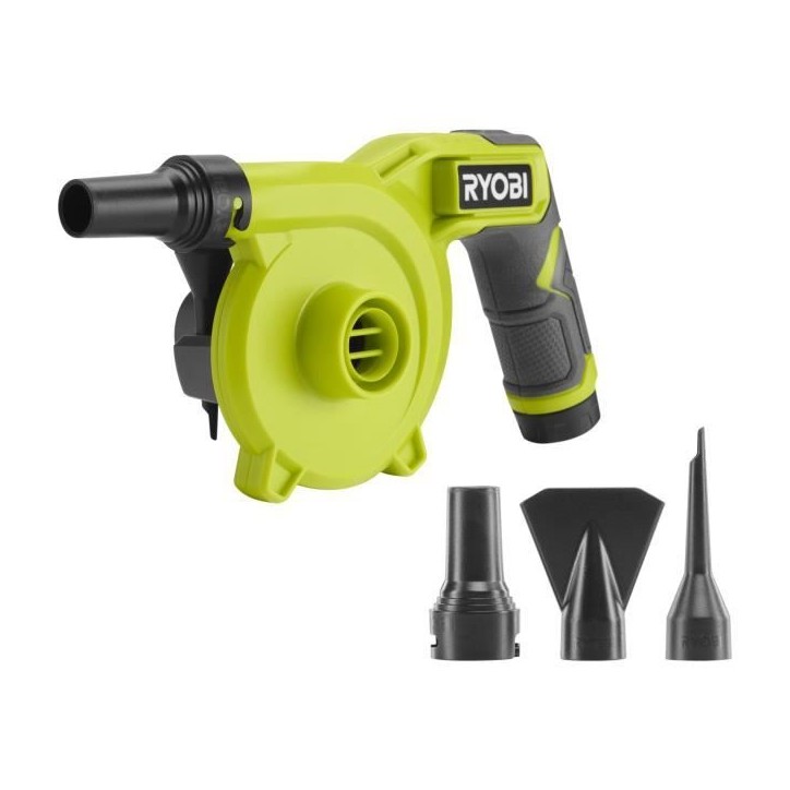 Gonfleur dégonfleur - RYOBI - 4V - Gros débit : 200 L/min - Livré avec 3 embouts de gonfleur Gonfleur dégonfleur - RYOBI - 4V - Gros débit : 200 L/min - Livré avec 3 embouts de gonfleur