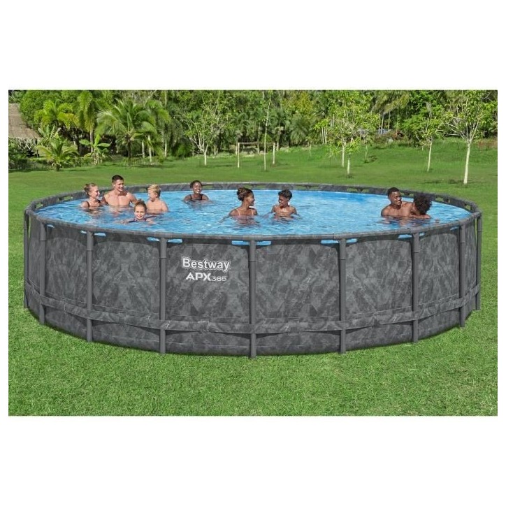 Kit Piscine hors sol tubulaire BESTWAY - APX 365™ - 610 x 132 cm - Ronde (Filtre a sable, 500g polysphere, échelle, bâche) Kit Piscine hors sol tubulaire BESTWAY - APX 365™ - 610 x 132 cm - Ronde (Filtre a sable, 500g polysphere, échelle, bâche)
