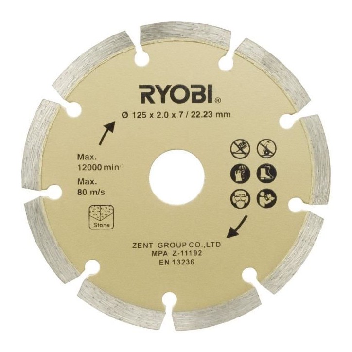 RYOBI - Meuleuse d'angle 800 W diam. 125 mm - 12 000 tr/min + sac, disque diamant 125 mm & clé de service - RAG800-125SD1 RYOBI - Meuleuse d'angle 800 W diam. 125 mm - 12 000 tr/min + sac, disque diamant 125 mm & clé de service - RAG800-125SD1