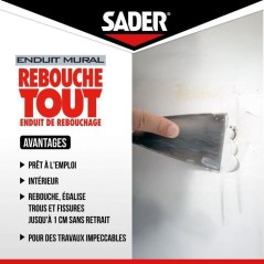 Enduit de rebouchage - SADER - Rebouche Tout - Pret a l'emploi - Trous